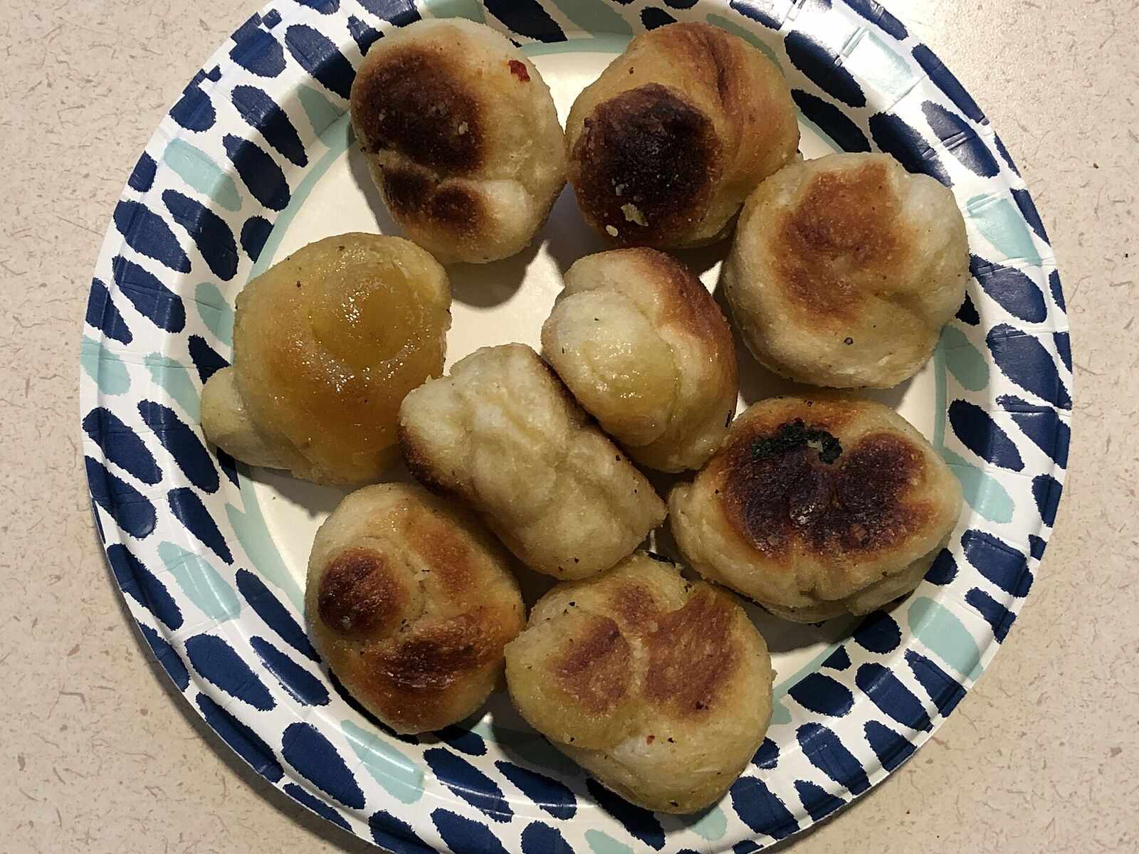 Plate of golden garlic knots